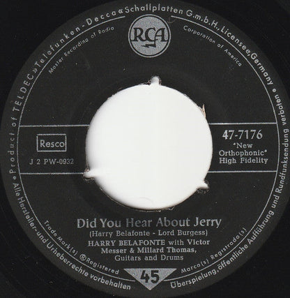 Harry Belafonte - The Marching Saints Vinyl Singles Vinyl Zeer Goed / Hoesje Generic "VINYLSINGLES.NL"