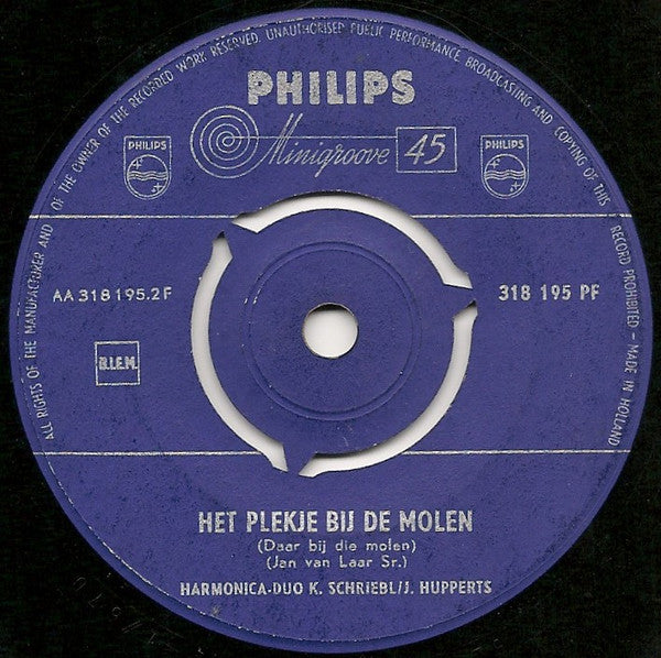 Harmonica Duo K. Schriebl / J. Hupperts - Koekoekwals Vinyl Singles Vinyl Zeer Goed / Hoesje Goed "VINYLSINGLES.NL"