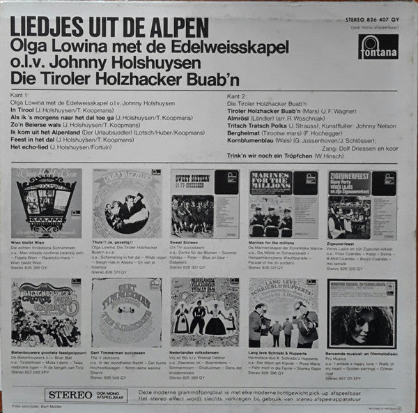 Olga Lowina, Die Tiroler Holzhacker Bub'n - Liedjes Uit De Alpen (LP) 50649 Vinyl LP JUKEBOXSINGLES.NL   