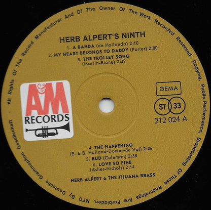 Herb Alpert & The Tijuana Brass - Herb Alpert's Ninth (LP) Vinyl LP Vinyl Zeer Goed / Hoes Goed "VINYLSINGLES.NL"
