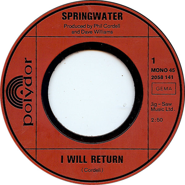 Springwater - I Will Return 05034 Vinyl Singles Vinyl Goed / Hoes Generic