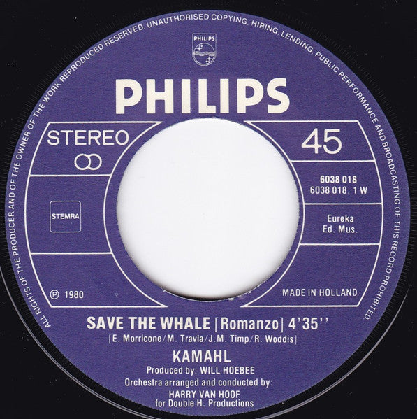 Kamahl - Save The Whale Vinyl Singles Vinyl Goed / Hoes Goed