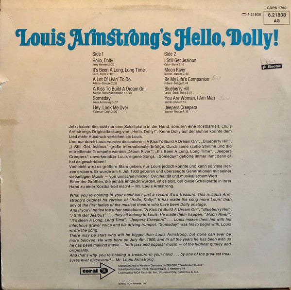 Louis Armstrong - Louis Armstrong's Hello, Dolly! (LP) Vinyl LP Vinyl Goed / Hoes Goed