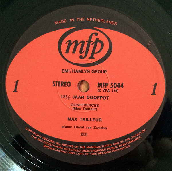 Max Tailleur - 12½ Jaar Doofpot (LP) 52180 Vinyl LP Vinyl Goed / Hoes Goed