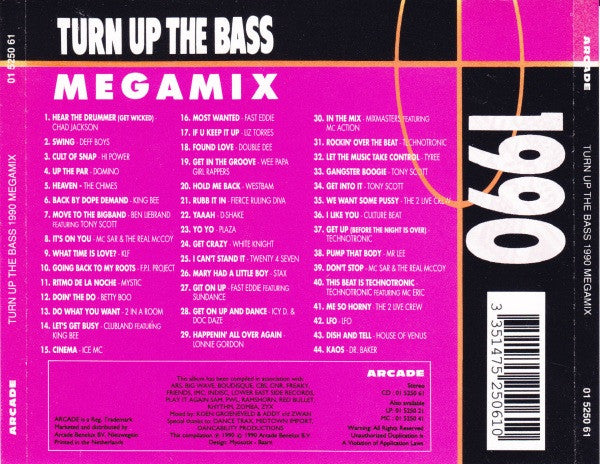 Various - Turn Up The Bass Megamix 1990 (CD) 70845 Compact Disc Goede Staat