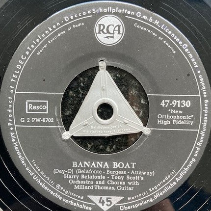 Harry Belafonte - Banana Boat Vinyl Singles Vinyl Zeer Goed / Hoesje Generic "VINYLSINGLES.NL"