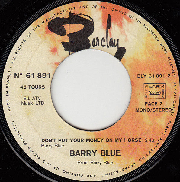 Barry Blue - Do You Wanna Dance 17495 Vinyl Singles Vinyl Goed / Hoes Goed