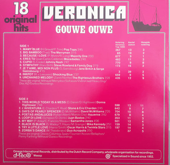 Various - Veronica - Gouwe Ouwe - 18 Original Hits (LP) 51988 Vinyl LP Vinyl Goed / Hoes Goed