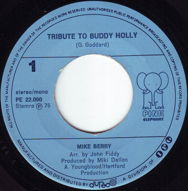 Mike Berry - Tribute to Buddy Holly 07976 Vinyl Singles Vinyl Goed / Hoes Goed