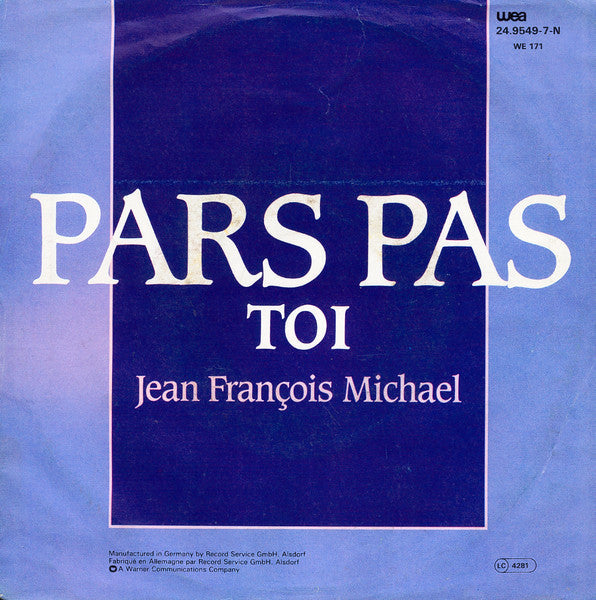Jean-François Michael - Pars Pas 41186 Vinyl Singles Vinyl Goed / Hoes Goed