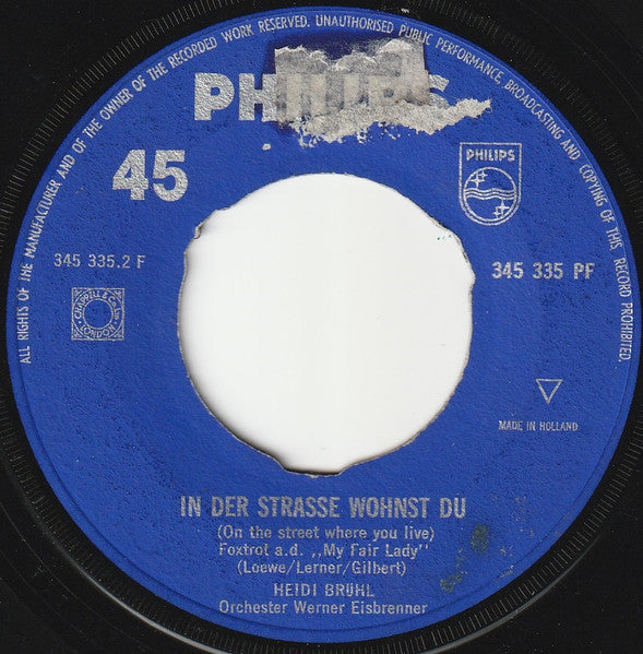 Heidi Brühl U.D. Die Sunnies - Ich Hätt' Getanzt Heut' Nacht Vinyl Singles Vinyl Zeer Goed / Hoesje Generic "VINYLSINGLES.NL"