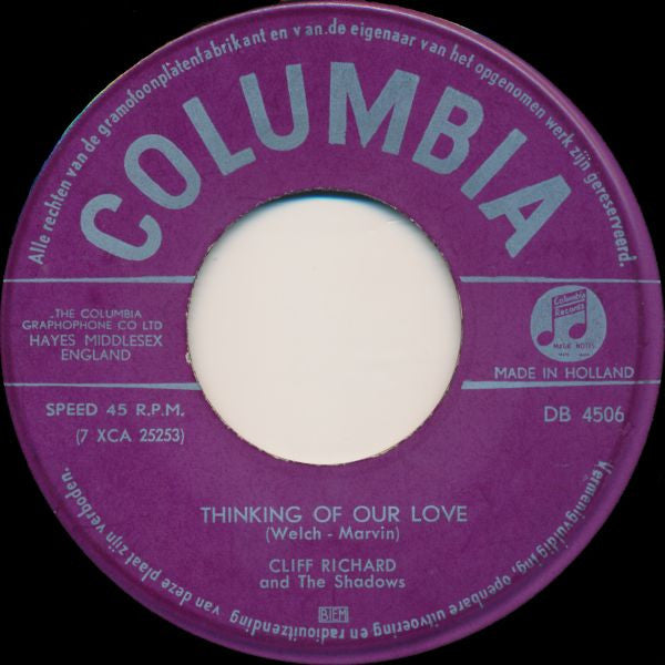 Cliff Richard & The Shadows - Nine Times Out Of Ten 42473 Vinyl Singles Vinyl Goed / Hoes Generic