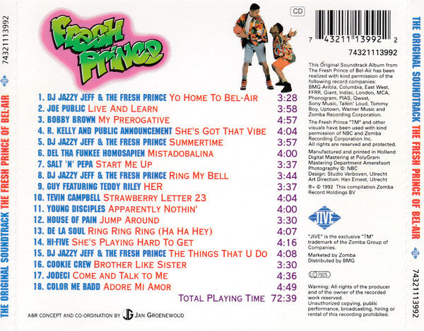 Various - The Fresh Prince Of Bel-Air The Original Soundtrack (CD) 70719 Compact Disc Goede Staat