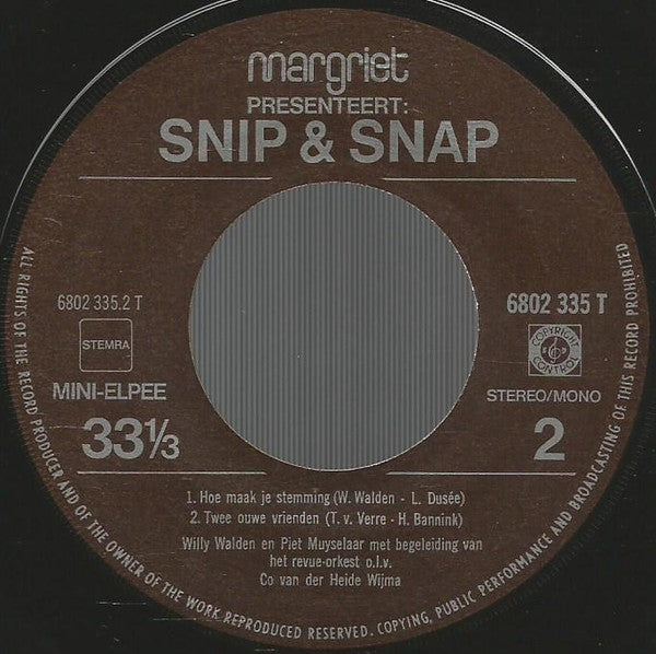 Snip & Snap - Hoogtepunten Uit De Revue (EP) 01358 Vinyl Singles EP Hoes: Goede Staat / Vinyl: Goede Staat   