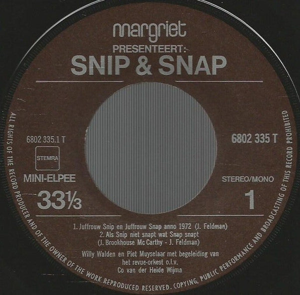 Snip & Snap - Hoogtepunten Uit De Revue (EP) 01358 Vinyl Singles EP Hoes: Goede Staat / Vinyl: Goede Staat   