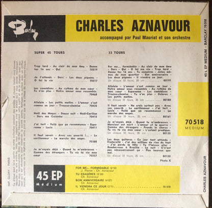 Charles Aznavour - For Me... Formidable 42649 Vinyl Singles EP Vinyl Goed / Hoes Goed
