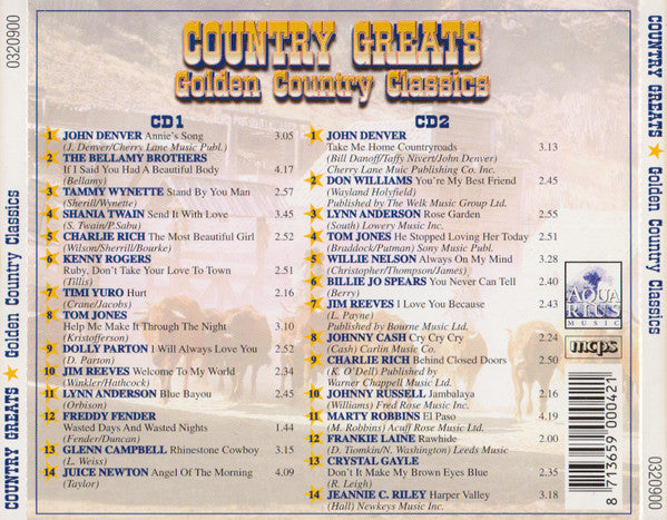 Various - Country Greats (Golden Country Classics) (CD) 70853 Compact Disc Goede Staat