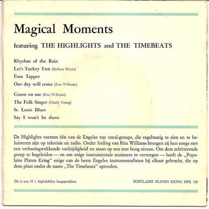 Highlights and The Timebeats - Magical Moments Vinyl Singles Vinyl Zeer Goed / Hoesje Goed "VINYLSINGLES.NL"