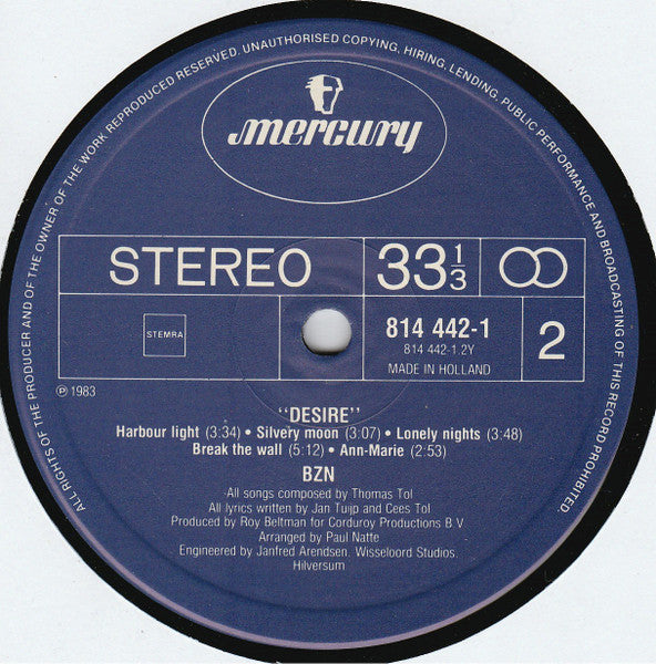 BZN - Desire (LP) 41658 Vinyl LP Vinyl Goed / Hoes Goed