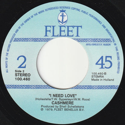 Cashmere - Love's What I Want 43114 Vinyl Singles Vinyl Zeer Goed / Hoesje Goed "VINYLSINGLES.NL"