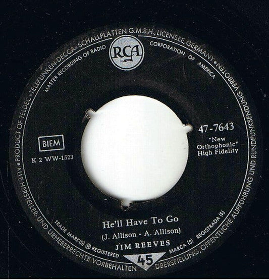 Jim Reeves - He'll Have To Go 42416 Vinyl Singles Vinyl Goed / Hoes Generic