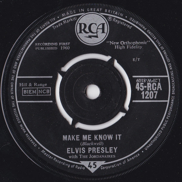 Elvis Presley - O Sole Mio (It's Now Or Never) Vinyl Singles Vinyl Zeer Goed / Hoesje Generic "VINYLSINGLES.NL"