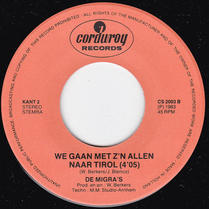 Migra's - Op Herhaling 11263 (B) Vinyl Singles Vinyl Goed / Hoes Redelijk