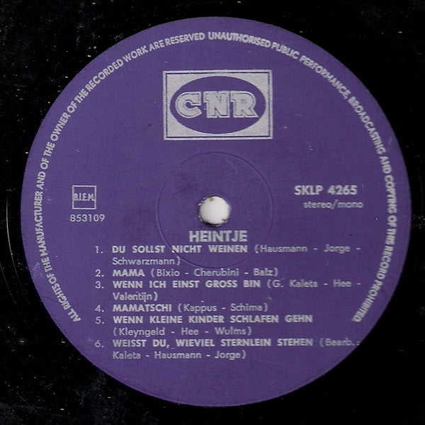 Heintje - Heintje (LP) Vinyl LP Vinyl Zeer Goed / Hoesje Goed "VINYLSINGLES.NL"