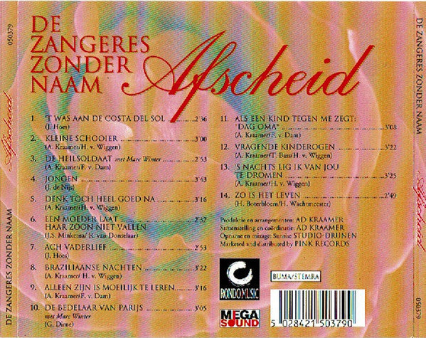 Zangeres Zonder Naam - Afscheid (CD) 70909 Compact Disc Goede Staat