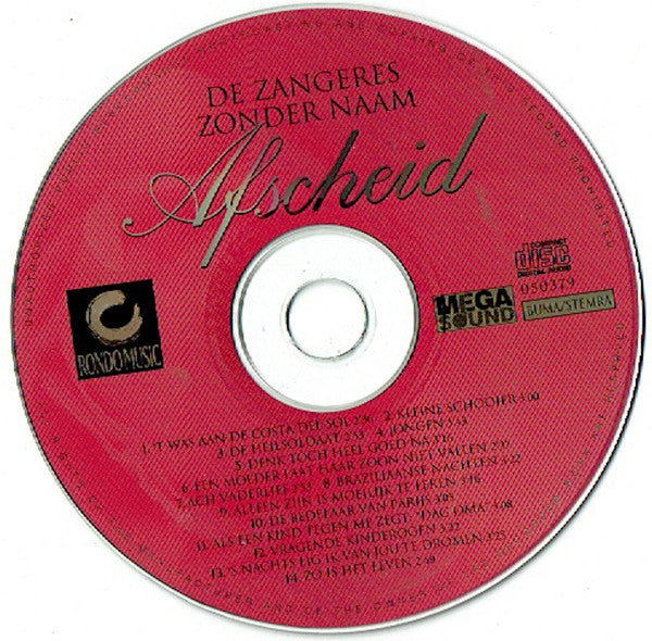 Zangeres Zonder Naam - Afscheid (CD) 70909 Compact Disc Goede Staat