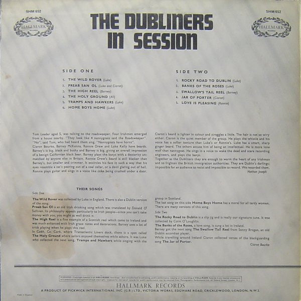 Dubliners - In Session (LP) Vinyl LP Vinyl Zeer Goed / Hoesje Goed "VINYLSINGLES.NL"