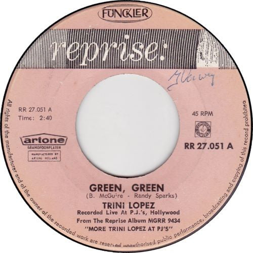 Trini Lopez - Green, Green 42244 Vinyl Singles Vinyl Goed / Hoes Generic