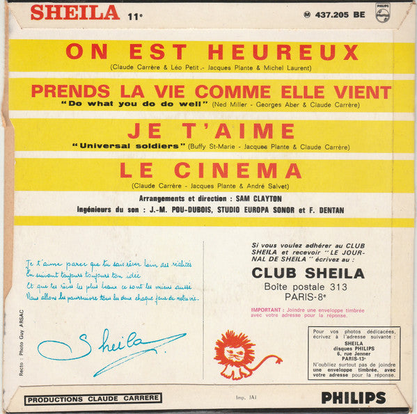Sheila - Le Cinema 42694 Vinyl Singles EP Vinyl Goed / Hoes Goed
