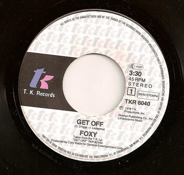 Foxy - Get Off 36942 Vinyl Singles Vinyl Zeer Goed / Hoesje Goed "VINYLSINGLES.NL"