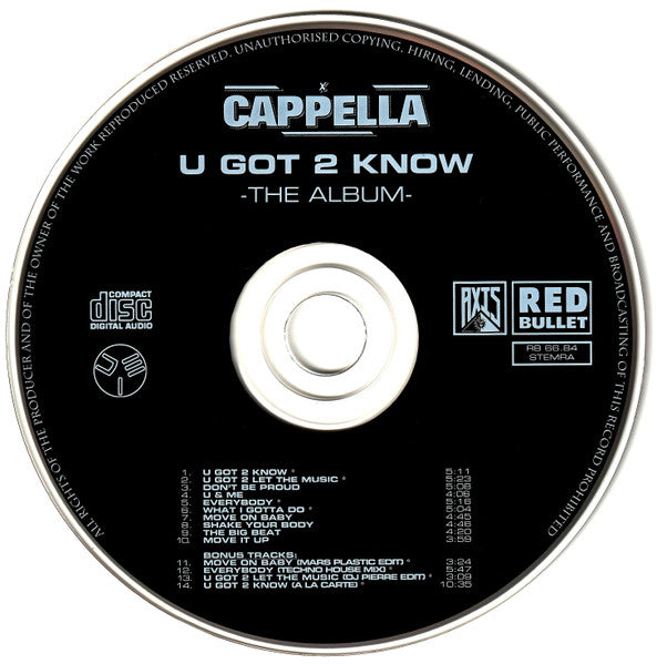 Cappella - U Got 2 Know - The Album (CD) 70785 Compact Disc Goede Staat