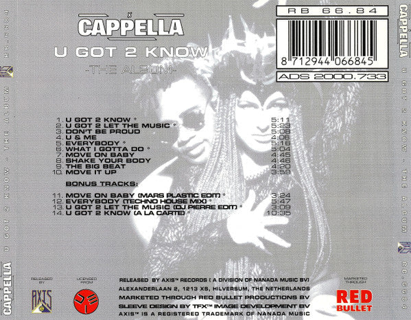 Cappella - U Got 2 Know - The Album (CD) 70785 Compact Disc Goede Staat