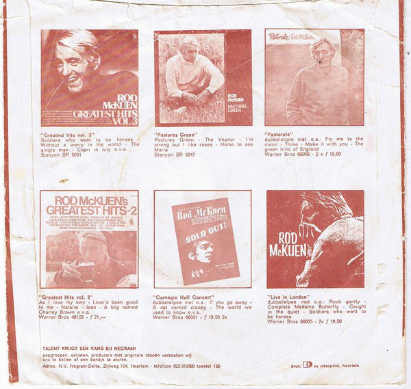 Rod McKuen - Without A Worry In The World 40144 Vinyl Singles Vinyl Goed / Hoes Goed