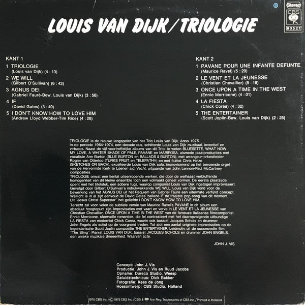 Trio Louis Van Dijk - Triologie (LP) 44601 Vinyl LP JUKEBOXSINGLES.NL   