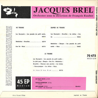 Jacques Brel - Le Plat Pays 40569 Vinyl Singles EP Vinyl Goed / Hoes Goed