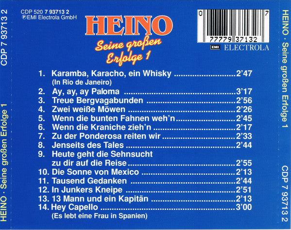 Heino - Seine Großen Erfolge 1 (CD) Compact Disc Vinyl Zeer Goed / Hoesje Goed "VINYLSINGLES.NL"