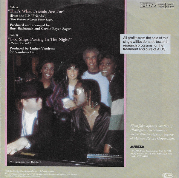 Dionne & Friends featuring Elton John - That's What Friends Are For 41408 Vinyl Singles Vinyl Goed / Hoes Goed