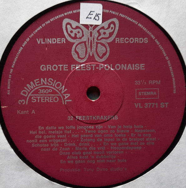 Jaap Valkhoff Orchestra - Grote Feest-Polonaise - 32 Feestkrakers (LP) 46418 Vinyl LP JUKEBOXSINGLES.NL   