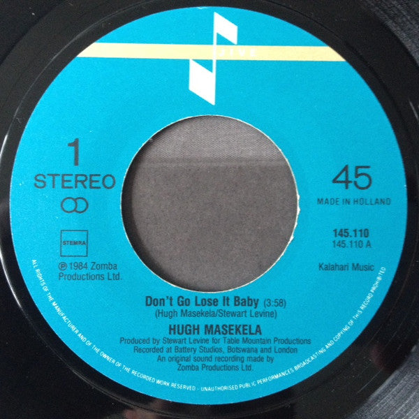 Hugh Masekela - Don't Go Lose It Baby Vinyl Singles Vinyl Zeer Goed / Hoesje Goed "VINYLSINGLES.NL"