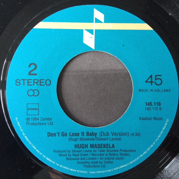 Hugh Masekela - Don't Go Lose It Baby Vinyl Singles Vinyl Zeer Goed / Hoesje Goed "VINYLSINGLES.NL"