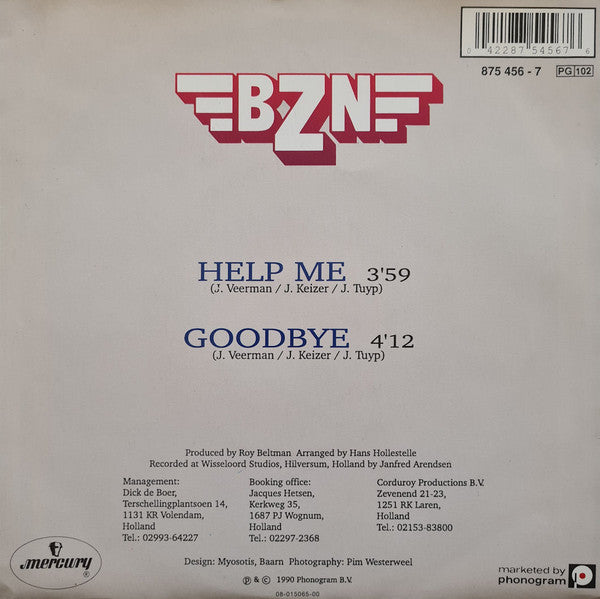 BZN - Help Me 31364 Vinyl Singles Vinyl Zeer Goed / Hoesje Goed "VINYLSINGLES.NL"