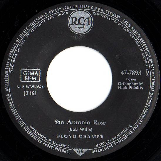 Floyd Cramer - San Antonio Rose 17066 Vinyl Singles Vinyl Zeer Goed / Hoesje Goed "VINYLSINGLES.NL"