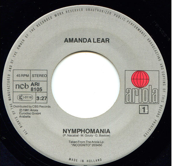 Amanda Lear - Nymphomania 41838 Vinyl Singles Vinyl Goed / Hoes Generic