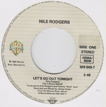 Nile Rodgers - Let's Go Out Tonight 31418 Vinyl Singles Vinyl Goed / Hoes Goed