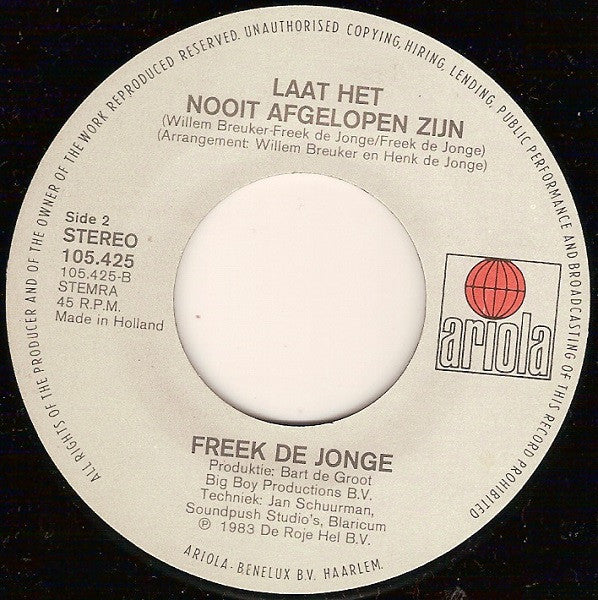 Freek de Jonge - De Mythe 44524 Vinyl Singles Vinyl Zeer Goed / Hoesje Goed "VINYLSINGLES.NL"