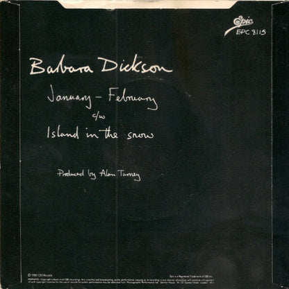 Barbara Dickson - January - February 40331 Vinyl Singles Vinyl Zeer Goed / Hoesje Goed "VINYLSINGLES.NL"